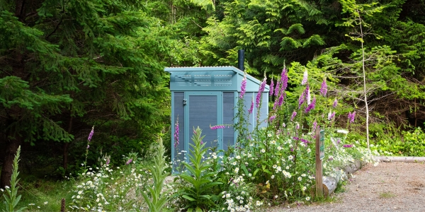 Wishbone Forest Wheel Chair Accessible Outhouse at Silú Park on Galiano Island BC-2